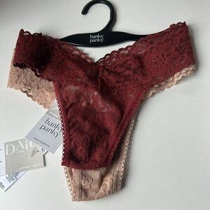 Hanky Panky Daily Lace Low Rise Thongs 2-Pack Shiraz Taupe